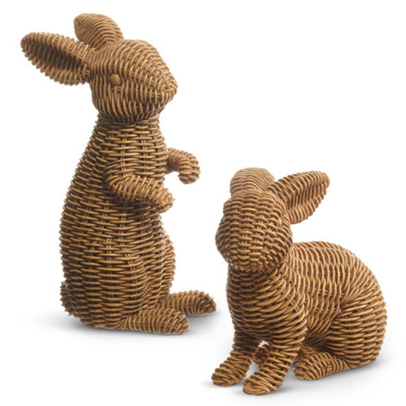 Juego de 2 conejos de tejido de cesta marrón Raz, decoración de Pascua 4411069 -2