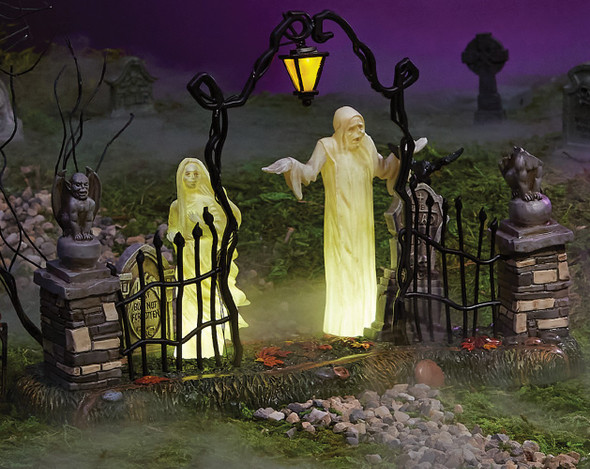 Departamento pueblo de halloween iluminado guía espiritual puerta del cementerio 6013640