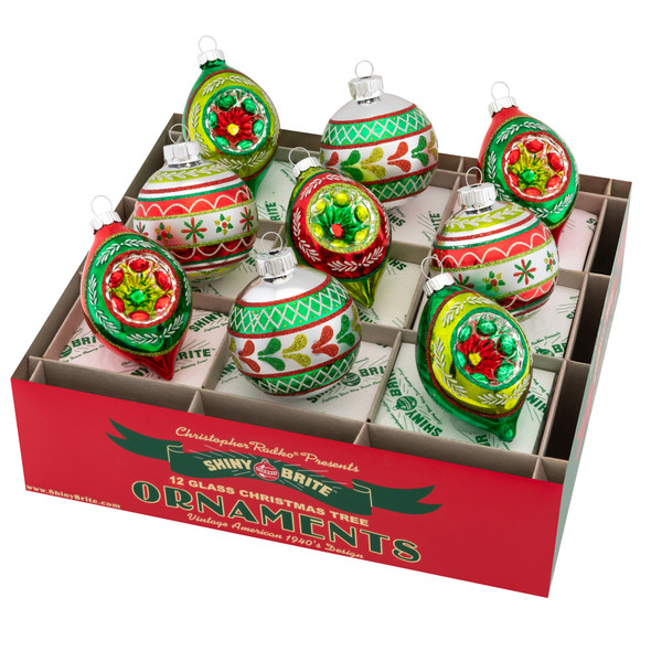 Christopher Radko Shiny Brite Holiday Splendor 9 Count 2.5" Decorated Rounds & Reflector Tulips 4027714