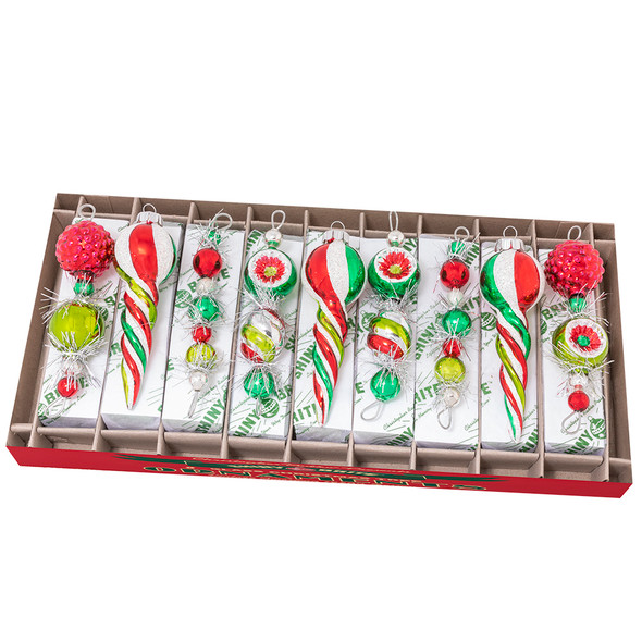 Christopher Radko Shiny Brite esplendor navideño carámbanos de 4 "y adornos navideños de vidrio con forma 4028004