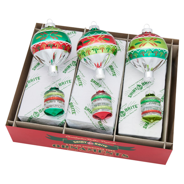 Christopher Radko Shiny Brite esplendor navideño 3 unidades de 7 "formas decoradas 4028221