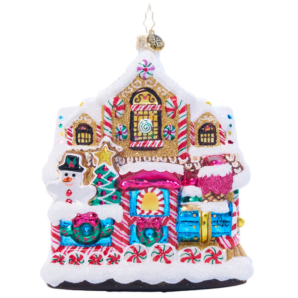 Christopher Radko Sweet Tooth Gingerbread Station and Train Glass Christmas Ornament 1022108