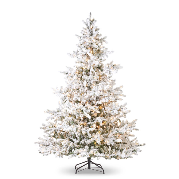 Raz 7.5" Snake Light Flocked Aurora Spruce Christmas Tree T4252035