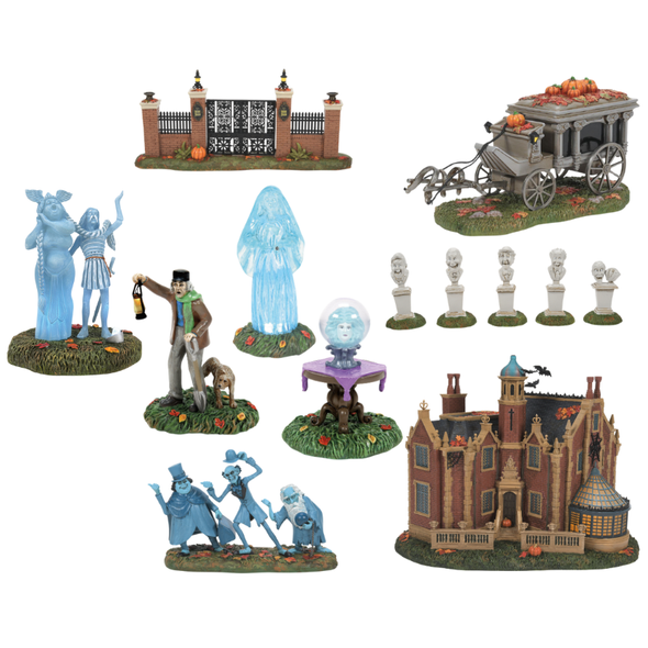 Department 56 Disney World Haunted Mansion Village 9 Pc Set