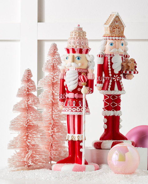 Raz Pink and Red Gingerbread Nutcracker Christmas Decoration 