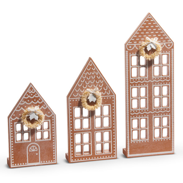 Raz Gingerbread Houses Conjunto de 3 Decoração de Natal 4416112 -2