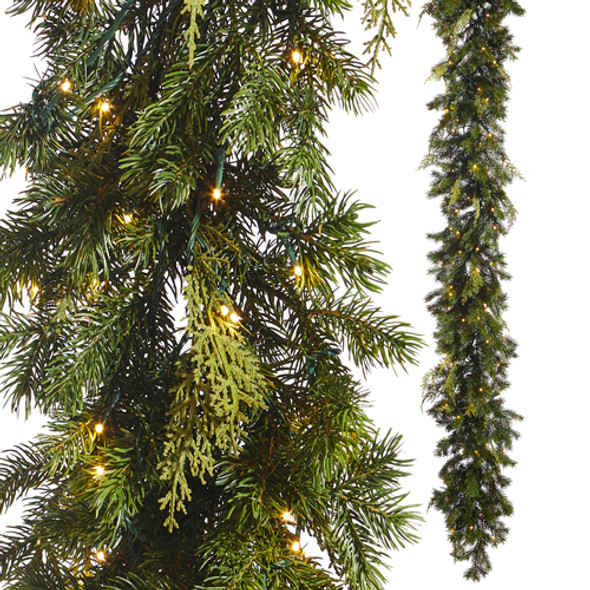 Raz 9' Snake Light Green Mixed Real Feel Cedar and Pine Christmas Garland G3952039