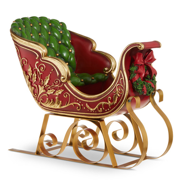 Raz 22" Red and Gold Metal Sleigh Christmas Decoration 4310180 -2