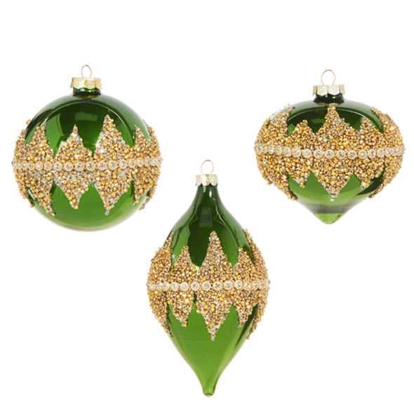 Raz 4" Green Beaded Glass Christmas Ornament 4322800