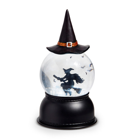 Raz 8" Flying Witch Lighted Swirling Bat Globe Halloween Lantern 4416928 -2