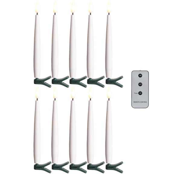 Raz 6" Set of 10 Clip On Lighted Candles with Remote 4324035