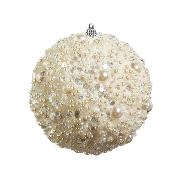 Raz 4.75" Pearl Embellished Ball Christmas Ornament 4406634