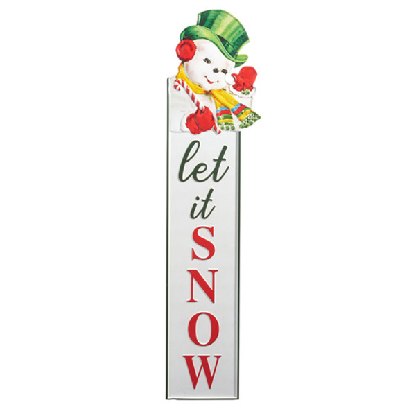 Raz 42-Zoll-Retro-Schneemann „Let It Snow“-Verandaschild, Weihnachtsdekoration 4411211