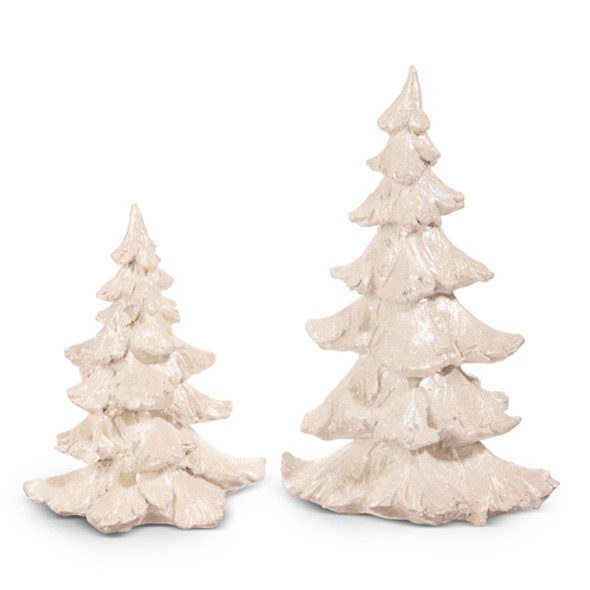 Raz 9" White Trees Christmas Decoration Set of 2 4411341