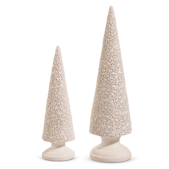 Raz 16.5" Textured White Cone Tree Set of 2 Christmas Decoration 4412130 -2