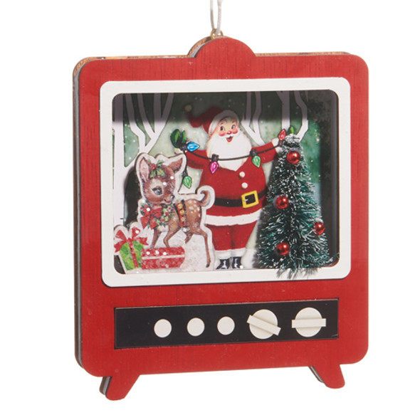 Raz 5" tv cortada papai noel enfeite de natal vintage 4415630