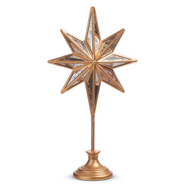 Raz 16" Distressed Mirrored Star auf Sockel Weihnachtsdekoration 4416223