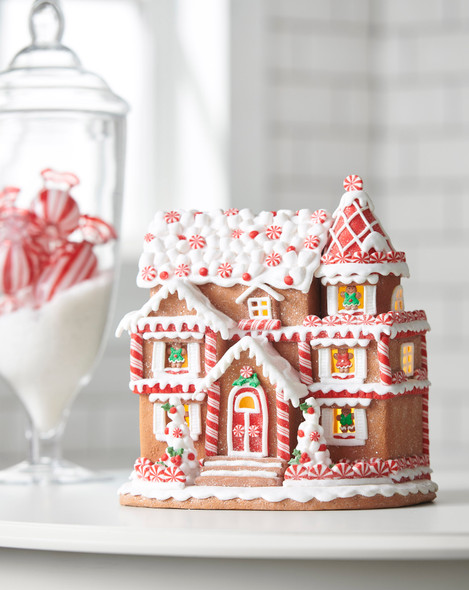 Raz 11" Peppermint Gingerbread House Christmas Decoration 4416281