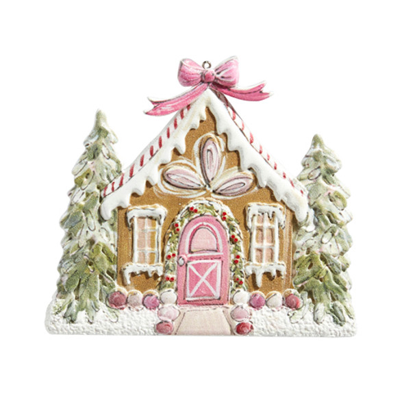 Raz 5.75" Pink Gingerbread House Christmas Ornament 4416367