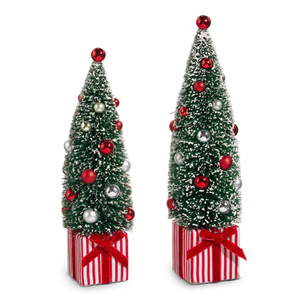 Árvores de escova de garrafa Raz 11" em presentes Decoração de Natal 4416379