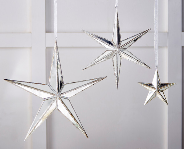 Enfeite de Natal com estrela espelhada prateada Raz 5,75", 12" ou 15" 