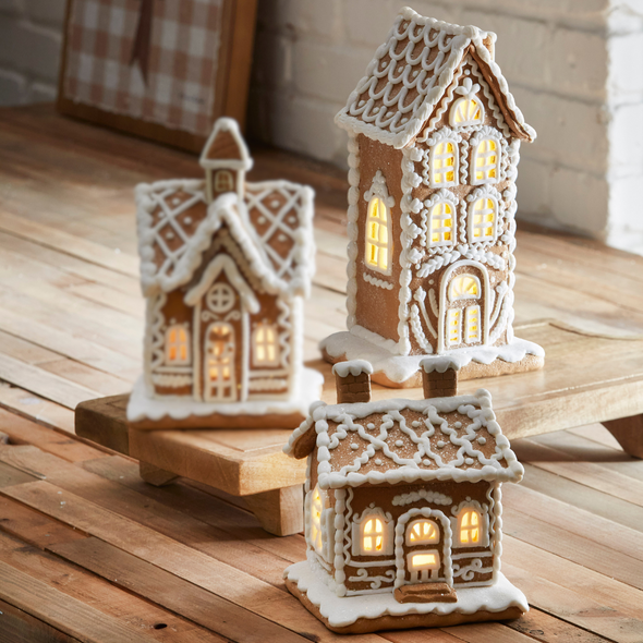 Raz 6" or 10" Lighted Gingerbread Town House Christmas 