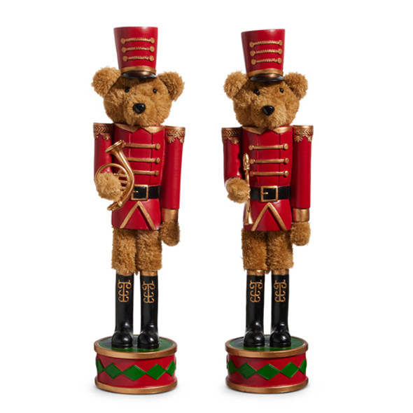 Raz 14,75" set dekorasi natal teddy bear nutcracker 4419010