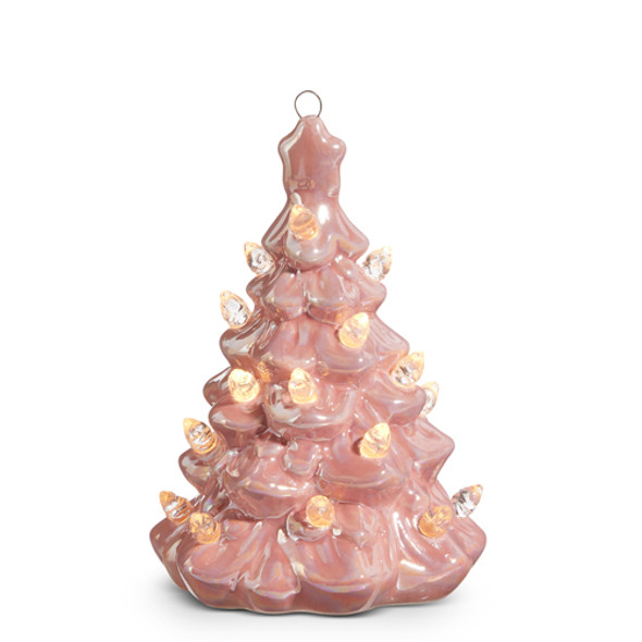 Arbre de Noël en céramique rose éclairé Raz 5", 8" ou 13" -2