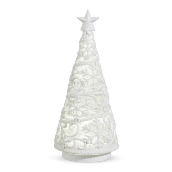 Raz 11" Lighted Furry Swirling Glitter Water Globe Tree Christmas Decoration 4419278