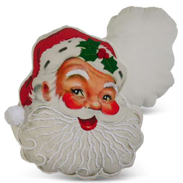 Raz 15" Embroidered Classic Santa Cut Out Christmas Pillow 4419355