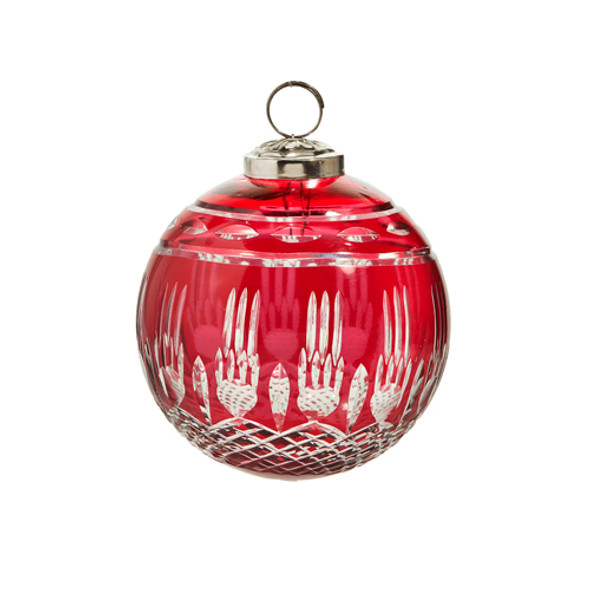 Ornement de Noël boule de verre gravé rouge Raz 4" ou 5" -2