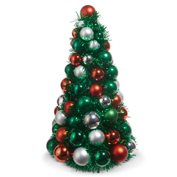 Raz 13インチまたは15.5インチ 赤と緑のボールオーナメントツリー クリスマスデコレーション -2