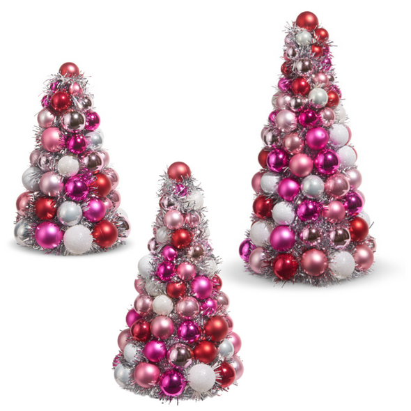 Raz 10", 13" alebo 15,5" ružová a strieborná guľová ozdoba na vianočný stromček