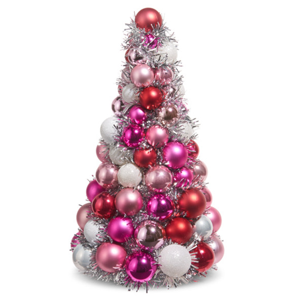 زينة شجرة عيد الميلاد من raz مقاس 10 بوصات أو 13 بوصة أو 15.5 بوصة باللون الفضي وأحمر الخدود -2