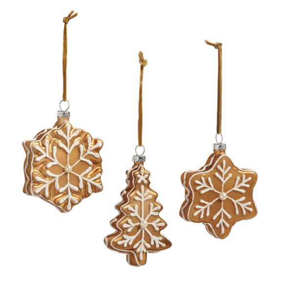 Raz 4" Set of 3 Gingerbread Glass Christmas Ornament 4420882
