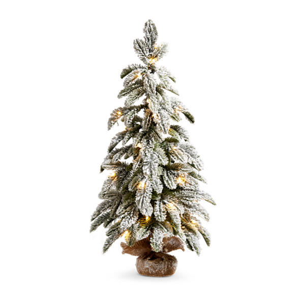 Árbol de pino flocado iluminado Raz de 28 "o 36" en bolsa con decoración navideña -2