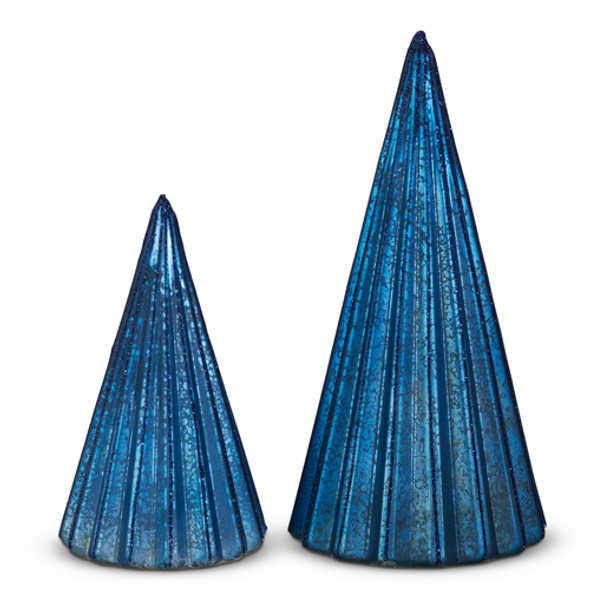 Raz Blue Ribbed Glass Christmas Tree Decorations 4422867