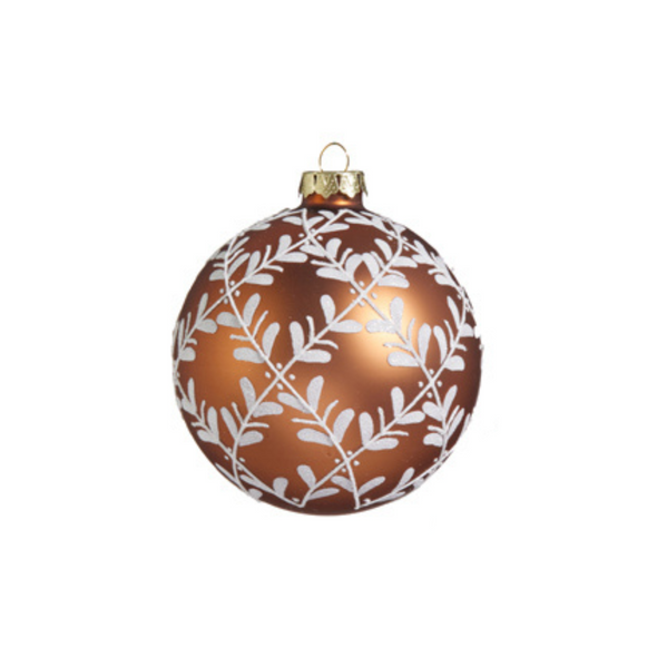 Raz 4" Leaf Pattern Brown Glass Christmas Ornament 4422870 -2