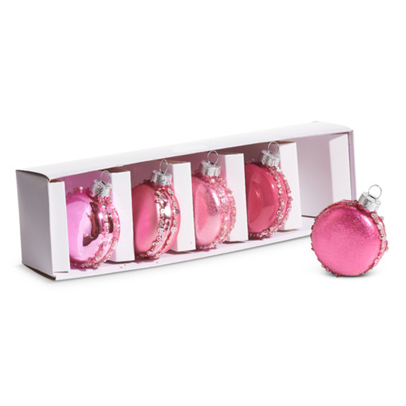 Raz Box Set of Pink Macaroon Glass Christmas Ornaments 4422910 -2