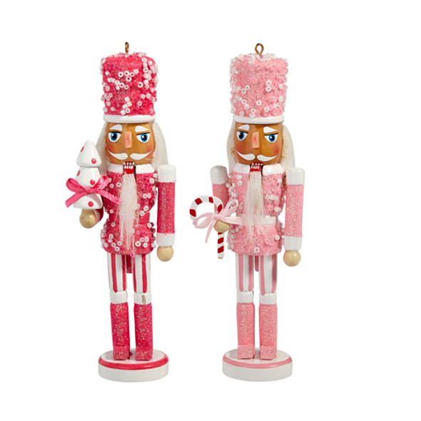 Juego de 2 adornos navideños de cascanueces rosa Raz de 6 "4422937 -2