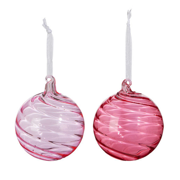 Ornement De Noël Boule De Verre Soufflé Rose Raz 4" 4422948