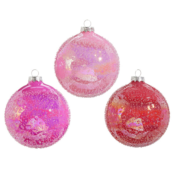 Raz 4" Sfera Di Vetro Glitter Rosa Ornamento Natalizio 4422983