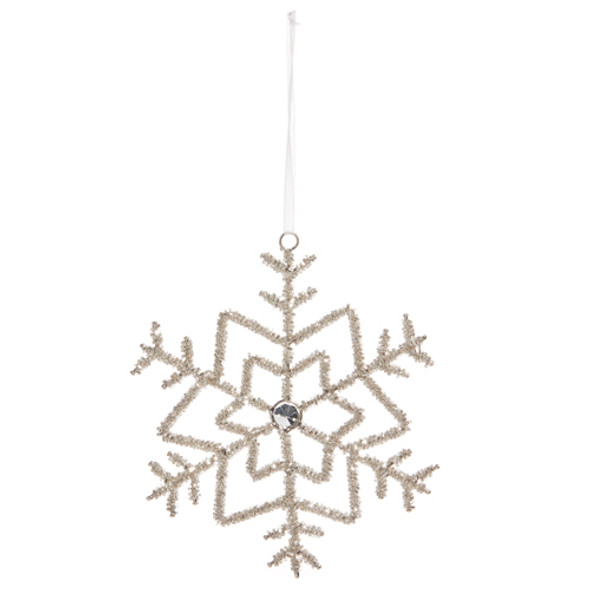 Ornamento natalizio con fiocco di neve in argento con perline Raz da 7" o 8,5" -2