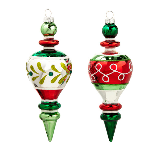 Raz 7" Vintage Inspired Multicolor Finial Glass Christmas Ornament 4424511