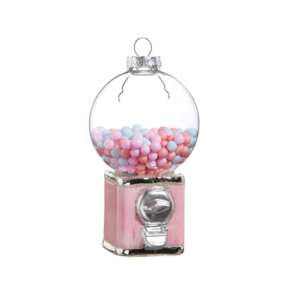 Raz 5" Pink Gumball Machine Glass Christmas Ornament 4424577