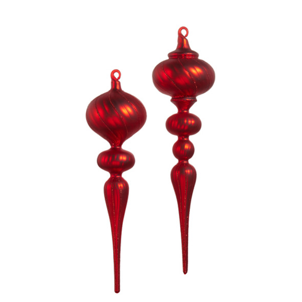 Raz 13" Matte Red Glass Finial Christmas Ornament 4424681