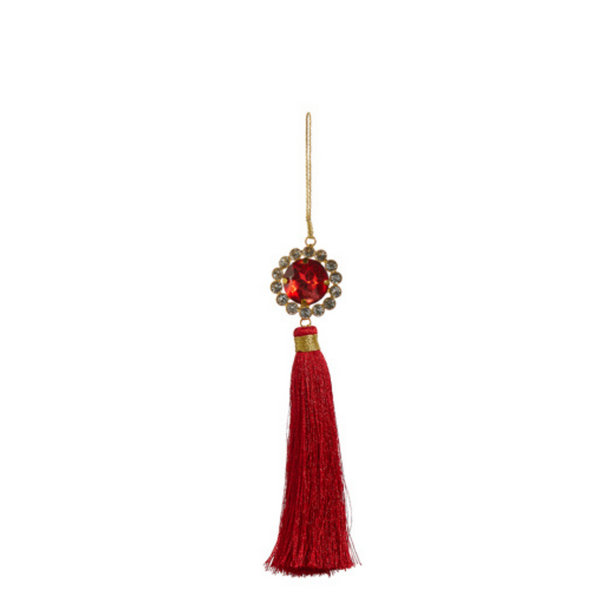 Raz 7.5" Red or Green Jeweled Tassel Christmas Ornament 4427324 -2