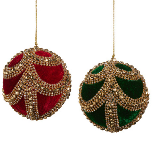 Ornement de Noël à bijoux en velours rouge ou vert Raz 4" 