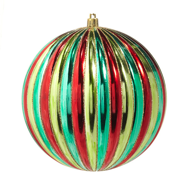 Raz 6" Vintage Striped Ball Christmas Ornament 4432725 -2