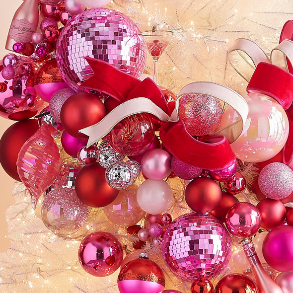 Raz " or 8" Pink Disco Ball Christmas Ornament 